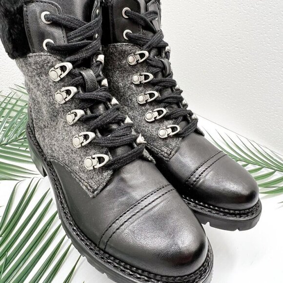 FRYE Women's Samantha Hiker Black Leather Lace Up Combat Bootie Size 5.5M NWB - Picture 8 of 11